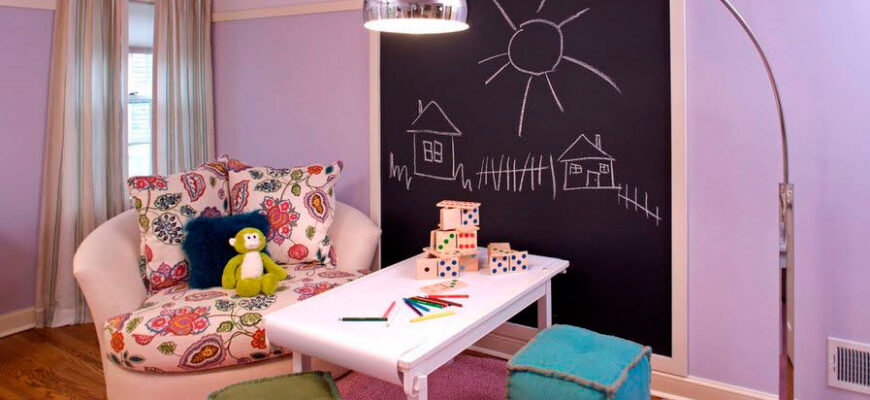 Дизайн детской комнаты в фиолетовых тонах