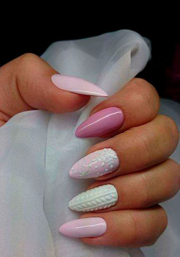 дизайн ногтей белым и розовым лаком