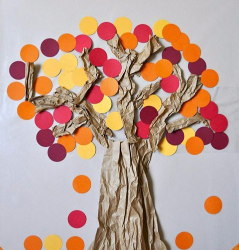поделка дерево из цветной бумаги для малышей