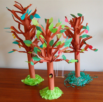 поделка дерево из цветной бумаги для детей 3