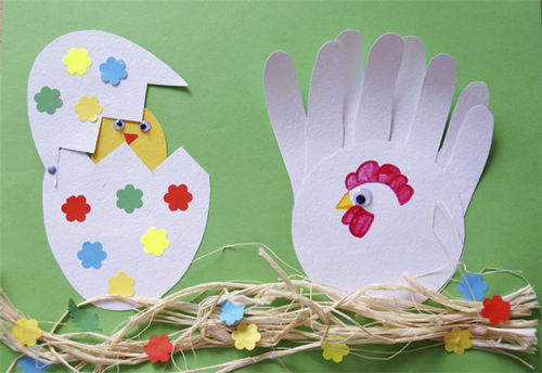 курочка и цыпленок - пасхальная поделка из бумаги для детей 4-5 лет