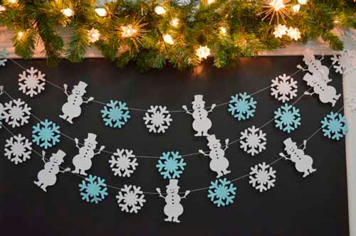 Идеи гирлянд из бумаги для Нового года: снежинки и снеговики