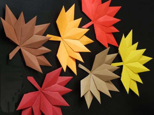 Осенние листья из цветной бумаги схема