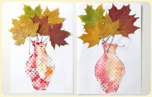 аппликация из цветной бумаги натюрморт из листьев 2