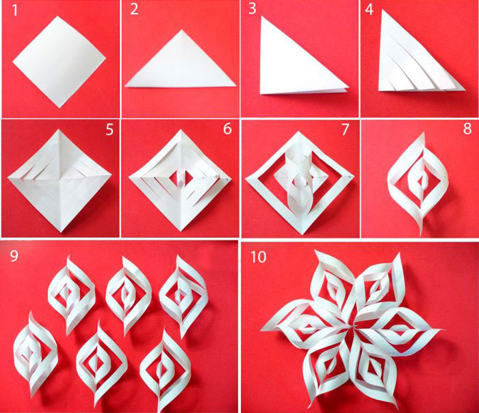как сделать объемные снежинки из бумаги своими руками на Новый год 5