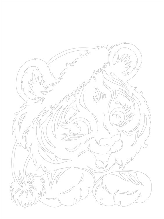 Вытынанка на окно из бумаги тигр 2