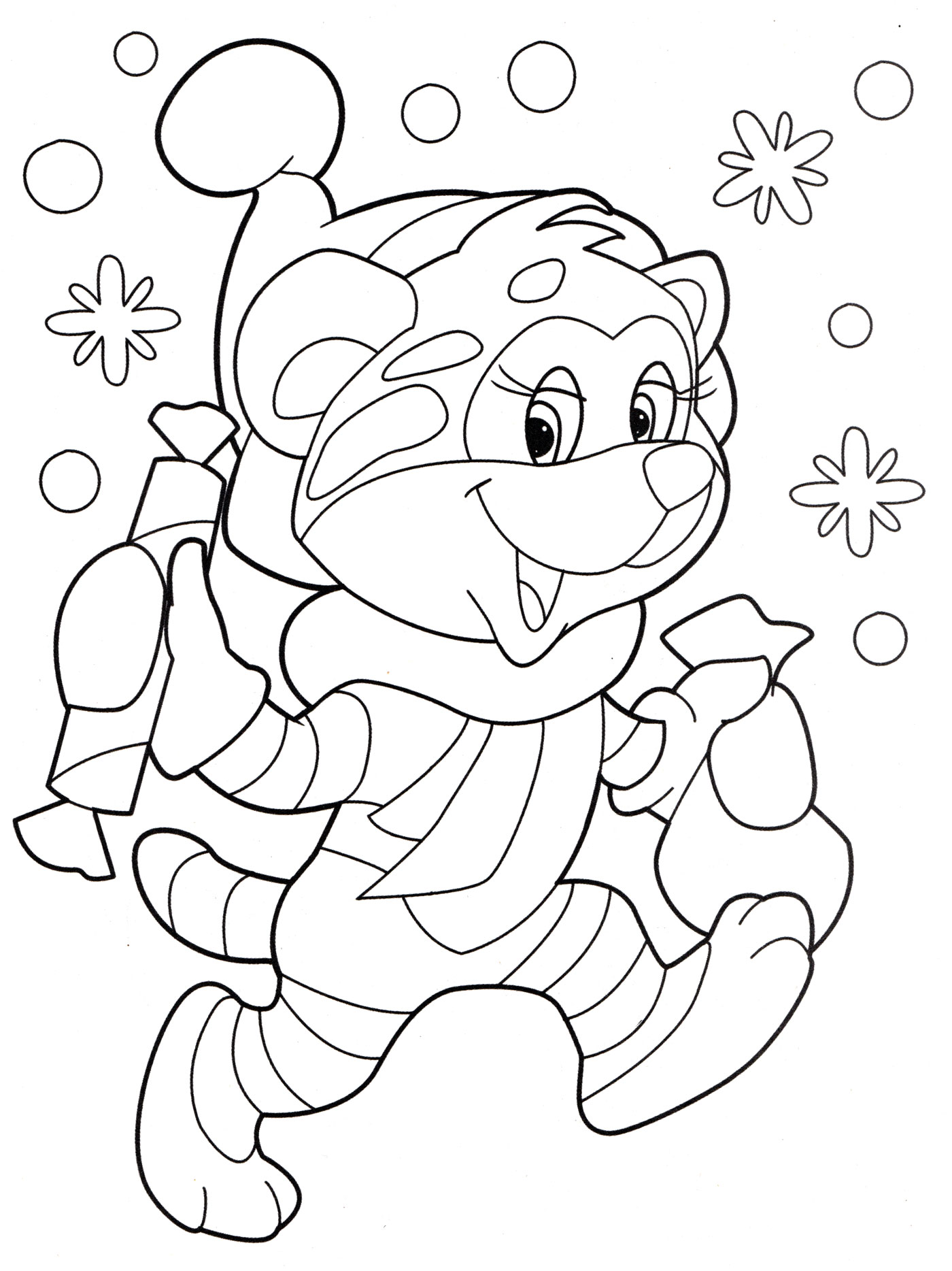 Раскраски на Новый год тигра 2022 для детей 7