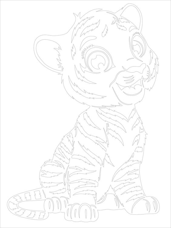 тигренок вытынанка на окно из бумаги 8