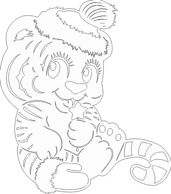 тигренок вытынанка на окно из бумаги 9