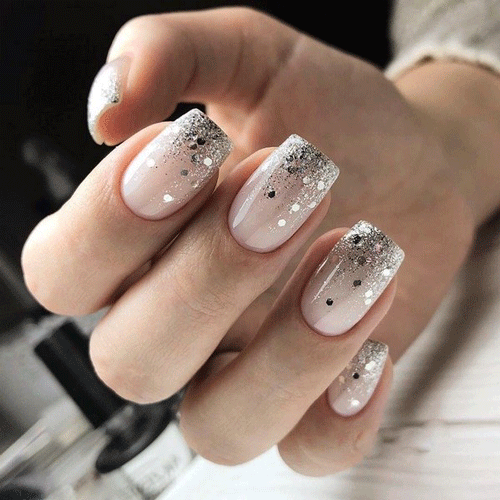 зимний дизайн ногтей на короткие ногти квадратной формы фото
