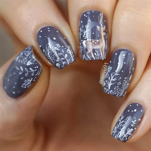 дизайн ногтей на короткие ногти зимний вариант 7