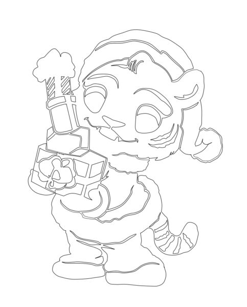 Вытынанка на окно из бумаги тигр 4