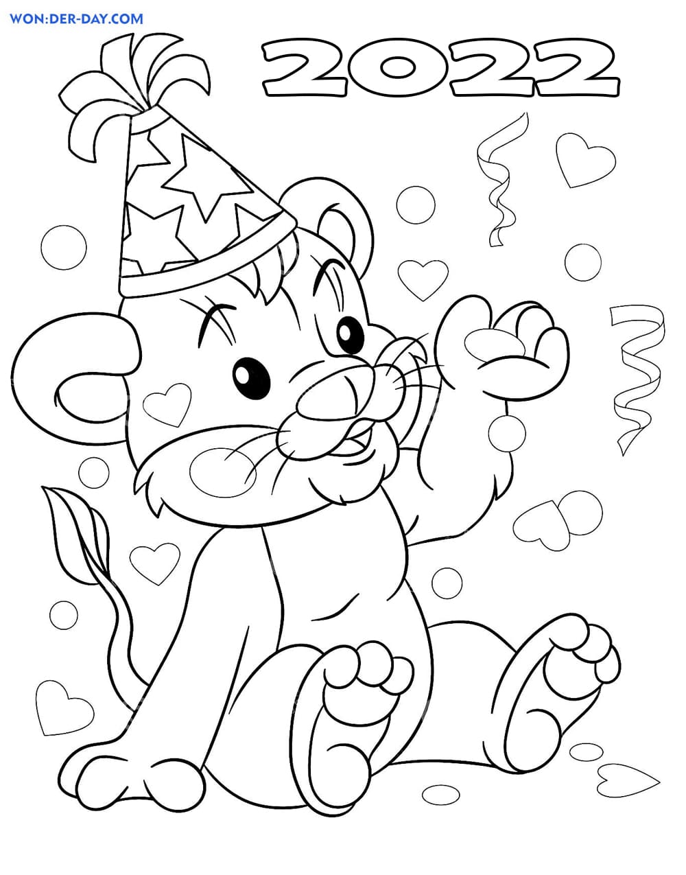 новогодняя раскраска тигр для детей 8