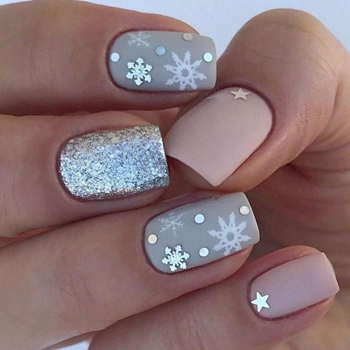 зимний дизайн ногтей фото на короткие ногти 5