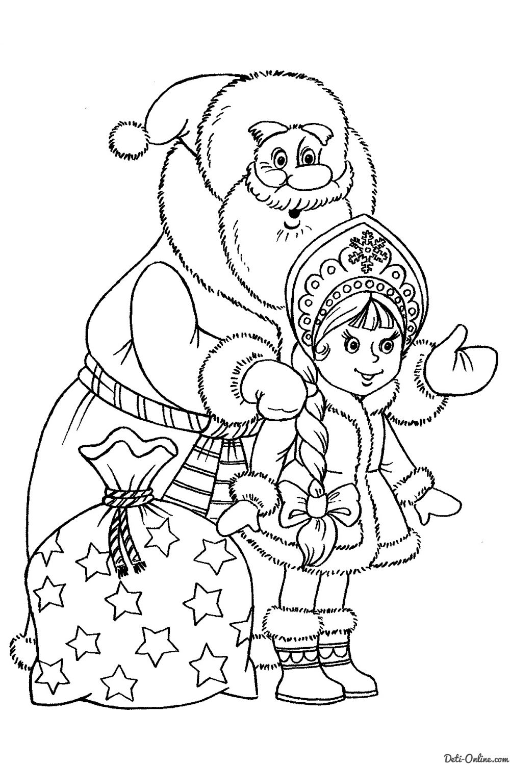 новогодние раскраски Деда Мороз распечатать для детей 7