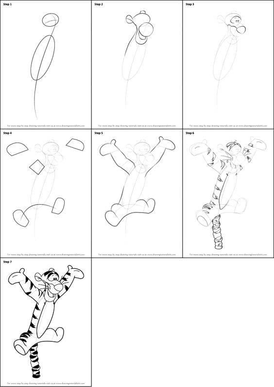 нарисовать тигра карандашом поэтапно для начинающих ребенку 4
