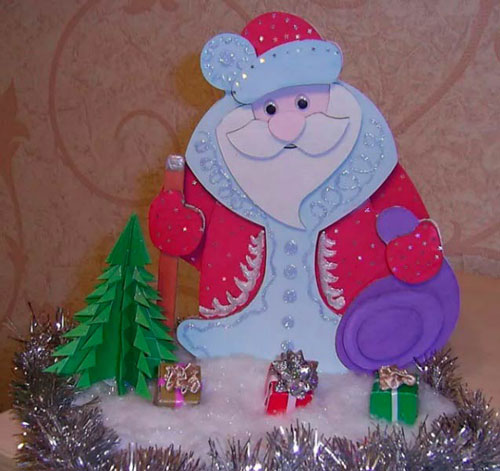 Новогодняя поделка Дед Мороз из картона для малышей