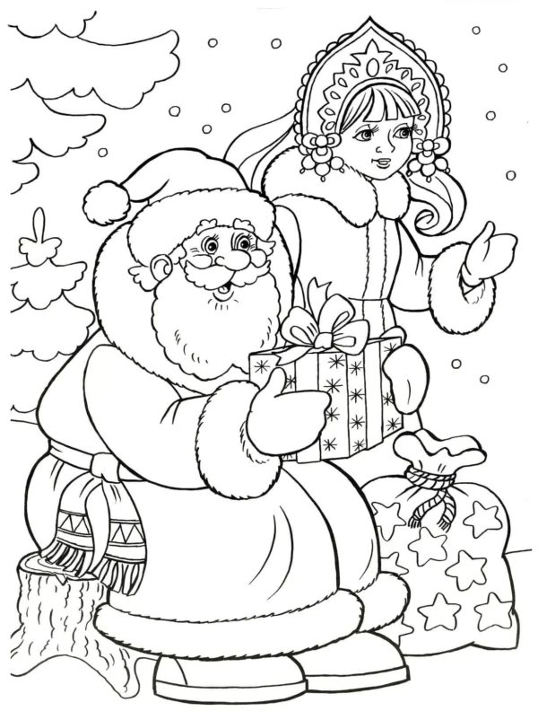 новогодние раскраски дед мороз для детей для распечатки 6