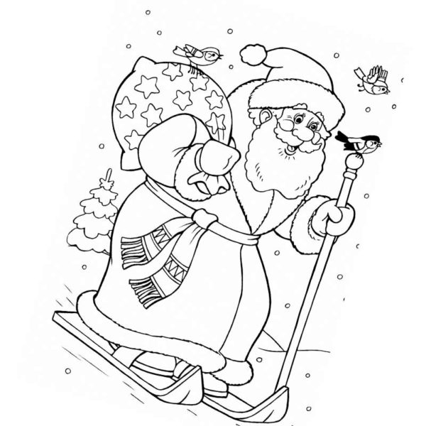 новогодние раскраски дед мороз для детей для распечатки 3