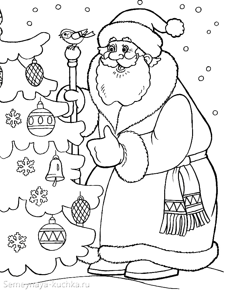 новогодние раскраски Дед Мороз и Снегурочка для детей 3