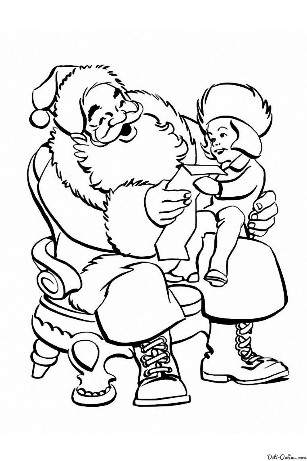 новогодние раскраски Дед Мороз и Снегурочка для детей 5