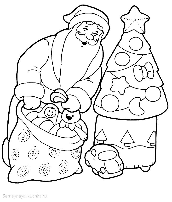 новогодние раскраски деда мороза для детей 5 класс 3