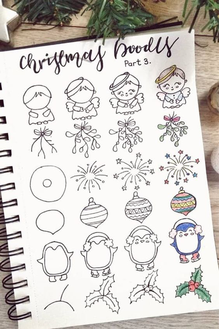 простые рисунки для срисовки для начинающих на Новый год 8