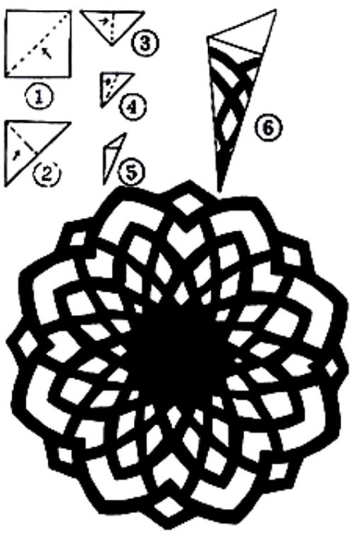 схема снежинки для вырезания красивые трафареты 7