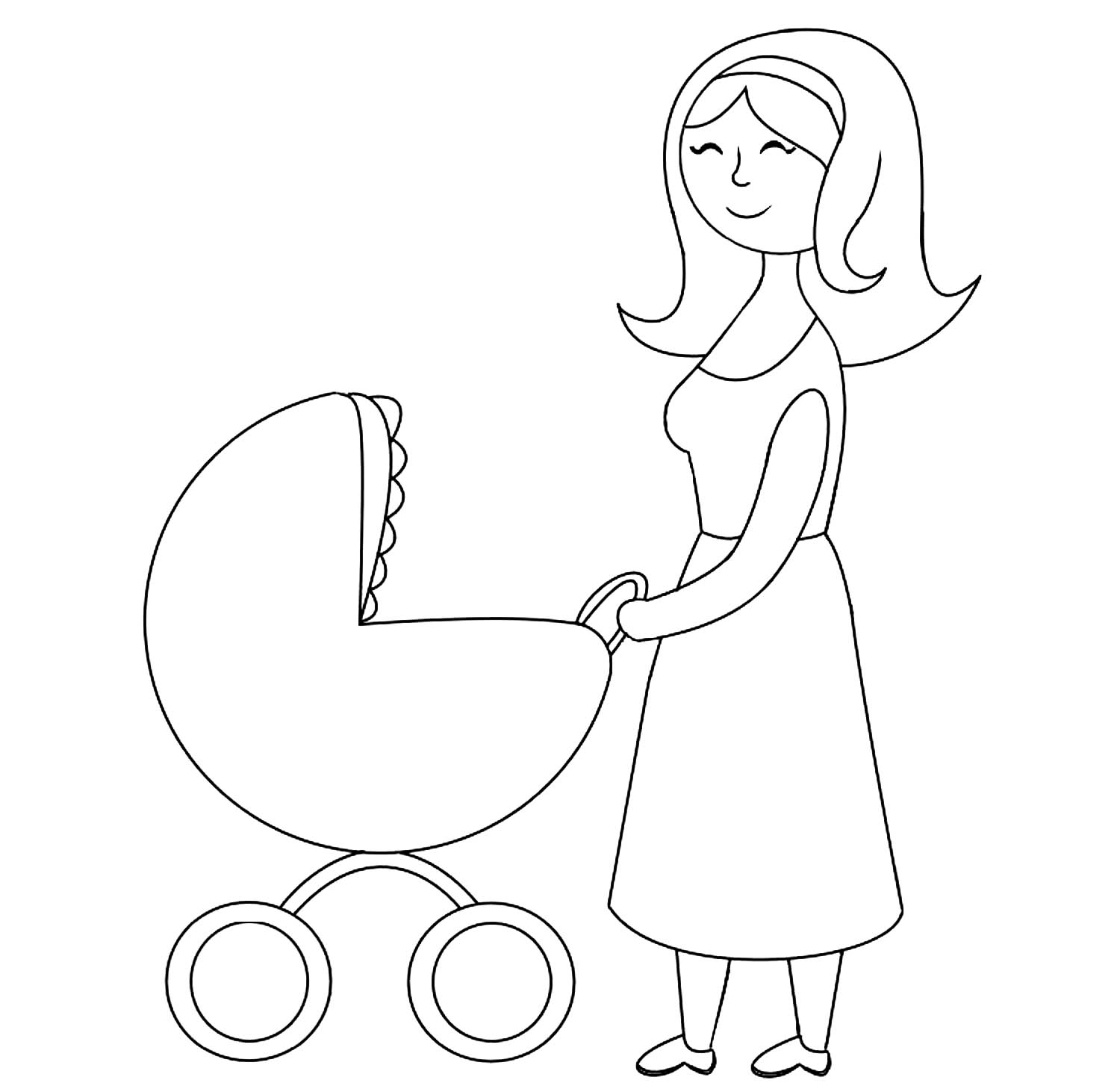 Мама с коляской рисунок
