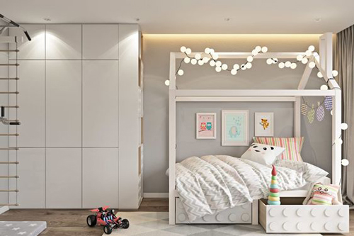 детская комната в белом цвете современный дизайн