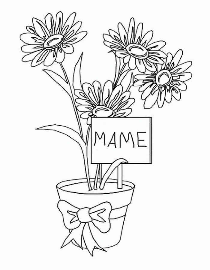 раскраска для детей цветы для мамы 5
