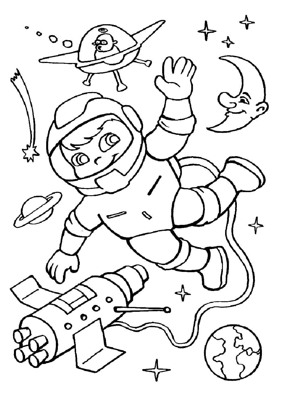 раскраска на день космонавтики в школу для детей 8