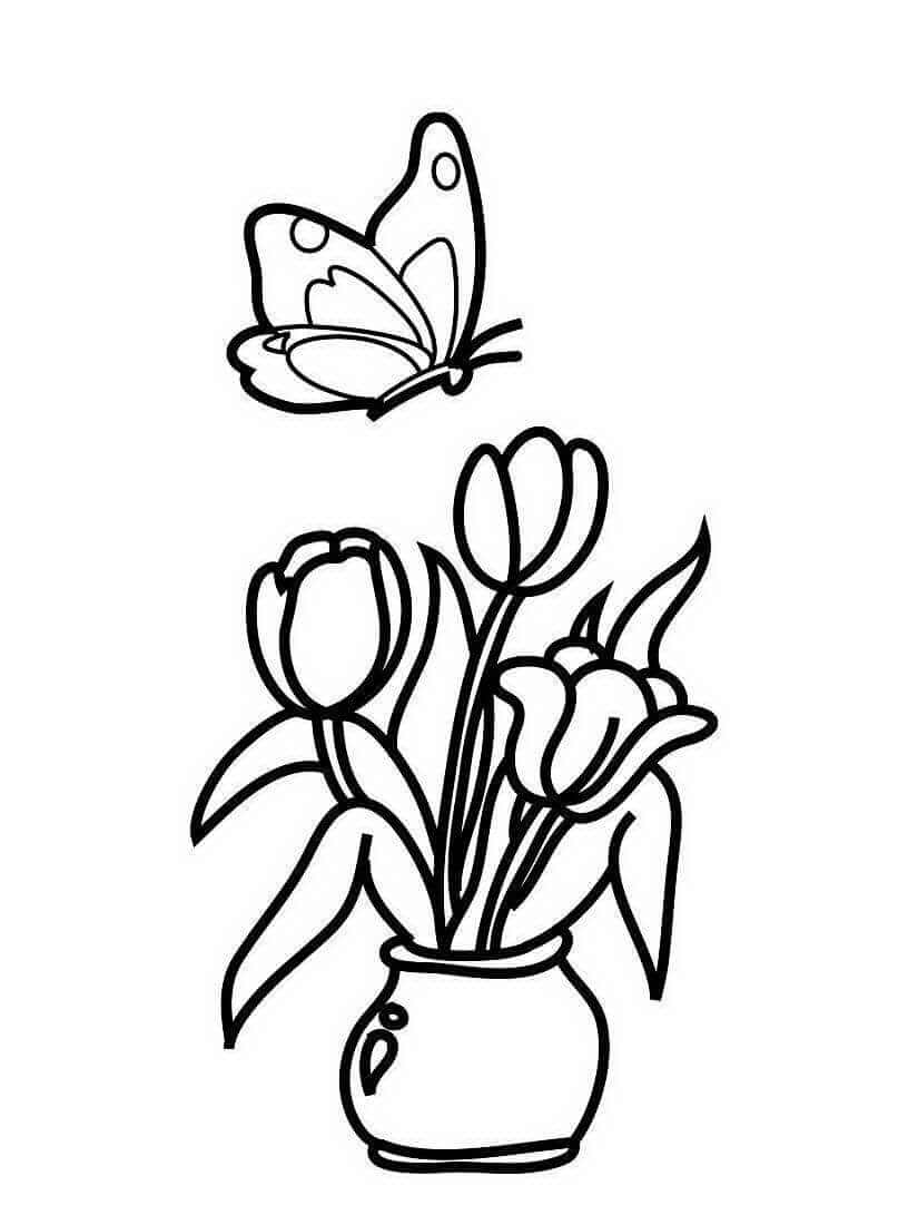 Раскраска тюльпан для детей 9