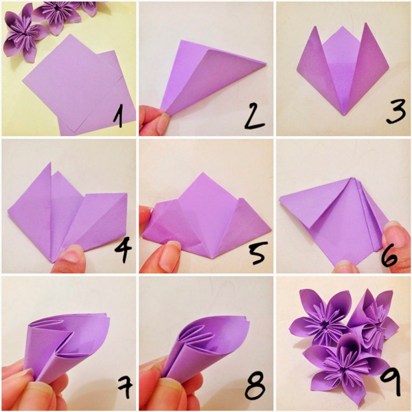 делаем цветок из цветной бумаги своими руками 3