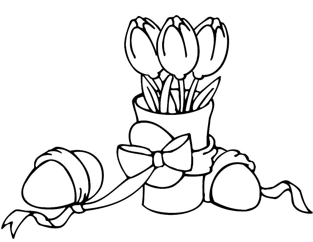 Раскраска тюльпан для детей
