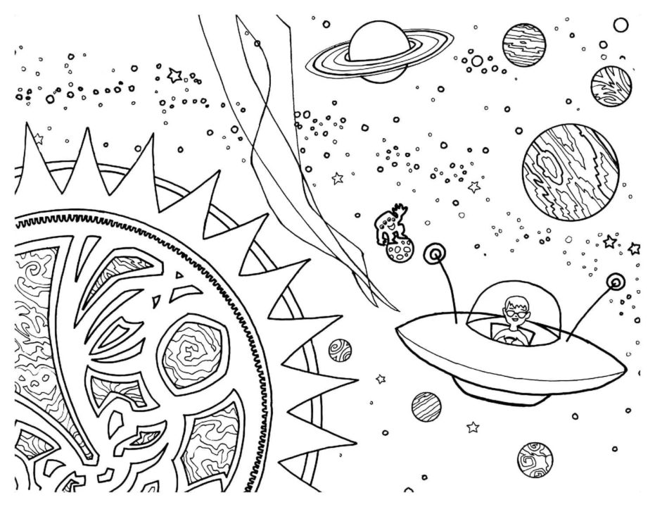 рисунки раскраски на День Космонавтики 10