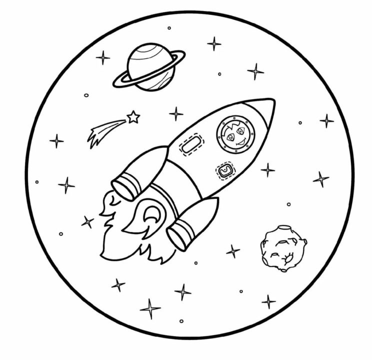 раскраска на день космонавтики для детей
