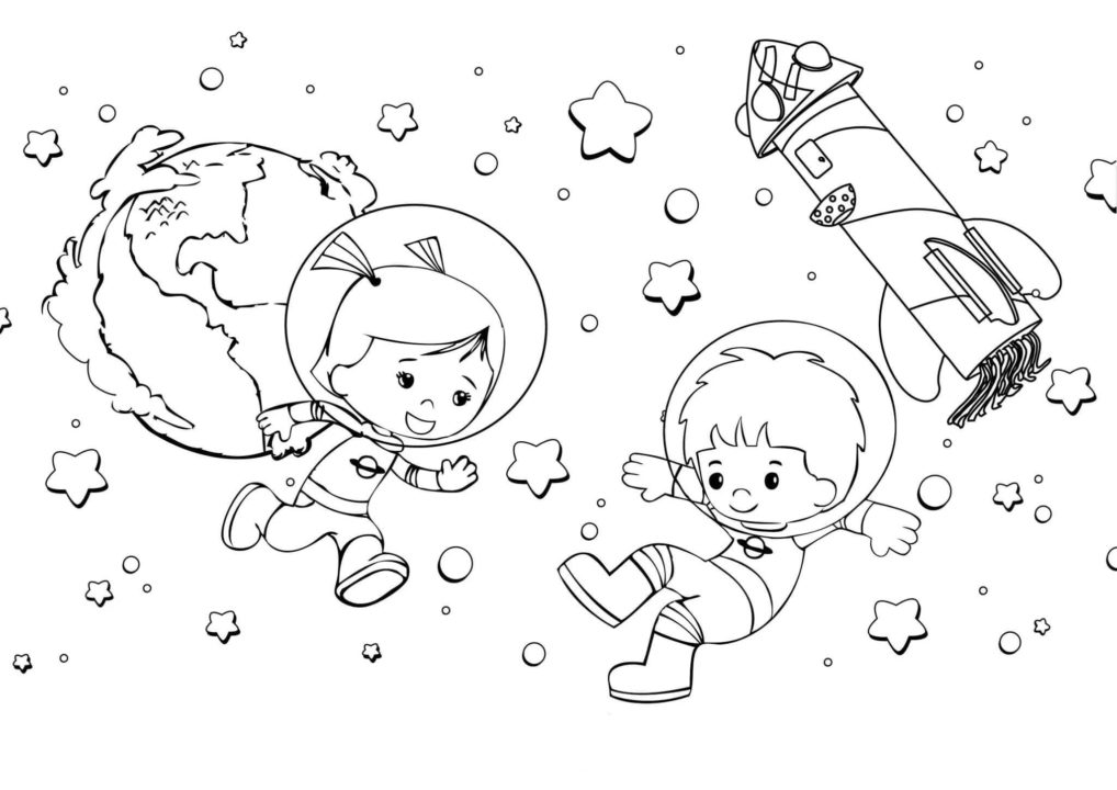 раскраска на день космонавтики для детей 3