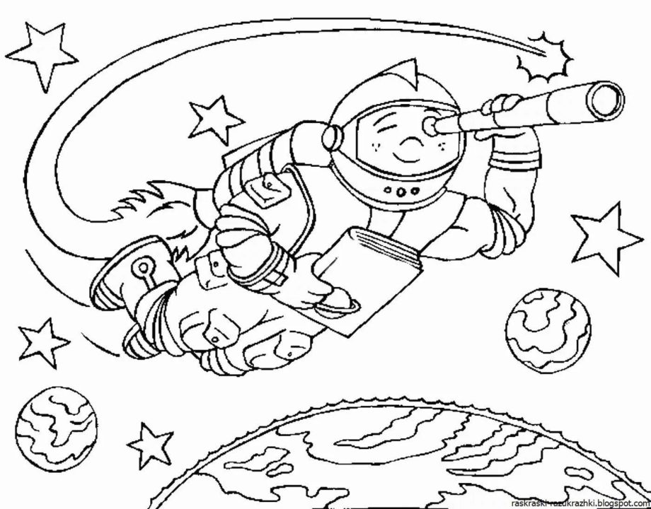 Раскраска на День космонавтики 3
