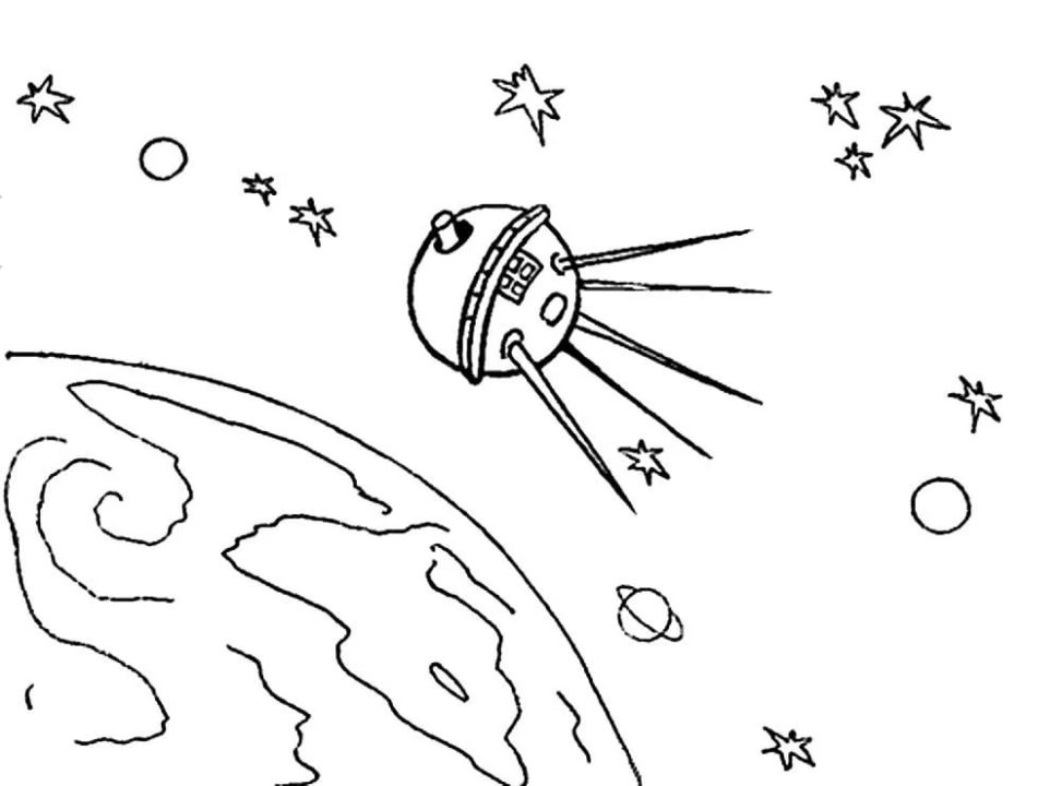 раскраска на день космонавтики для детей 7