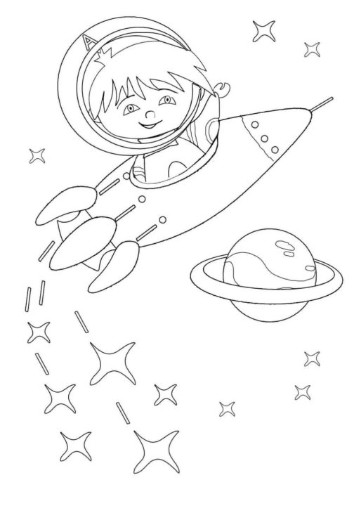 раскраска на день космонавтики для детей 9