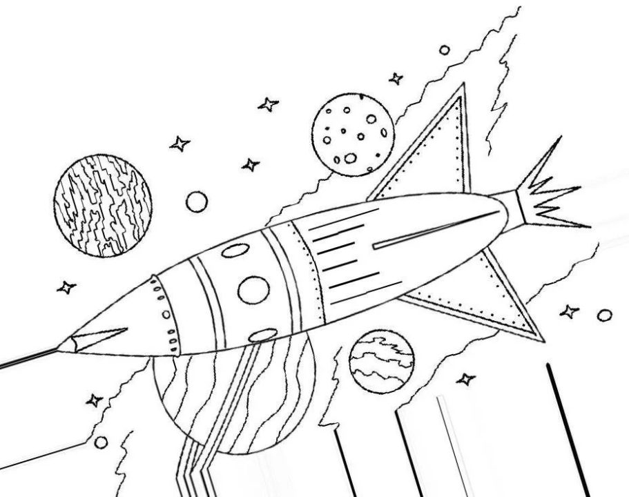 раскраска на день космонавтики в детском саду 8