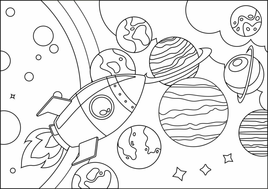 рисунки раскраски на День Космонавтики 8