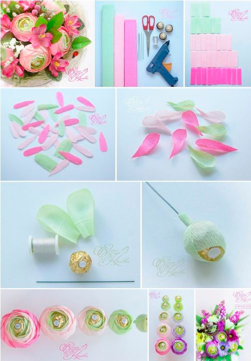 как сделать из цветной бумаги цветы своими руками легкие и красивые 6
