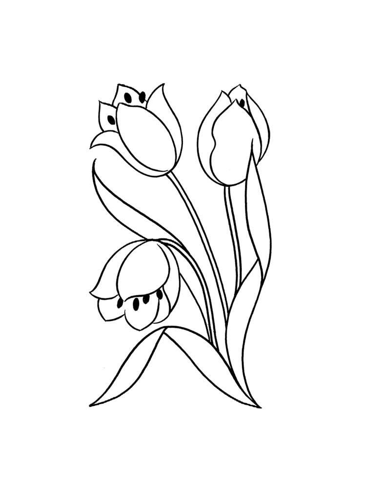 раскраска цветы тюльпаны для детей 3