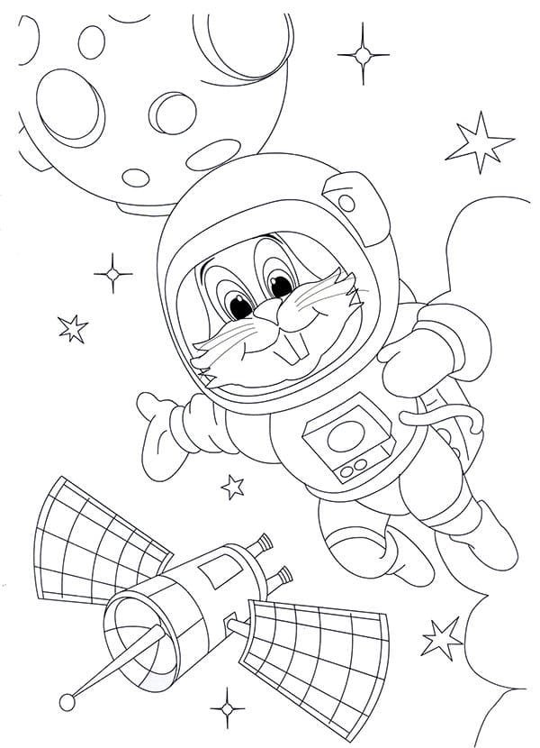 раскраска на день космонавтики для детей в саду распечатать 2