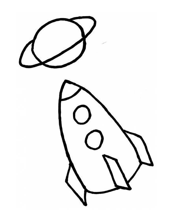 рисунки раскраски на День Космонавтики 6