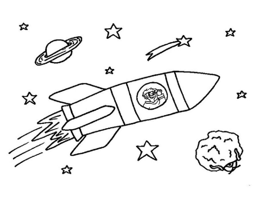раскраска на день космонавтики для детей в саду распечатать шаблон 3