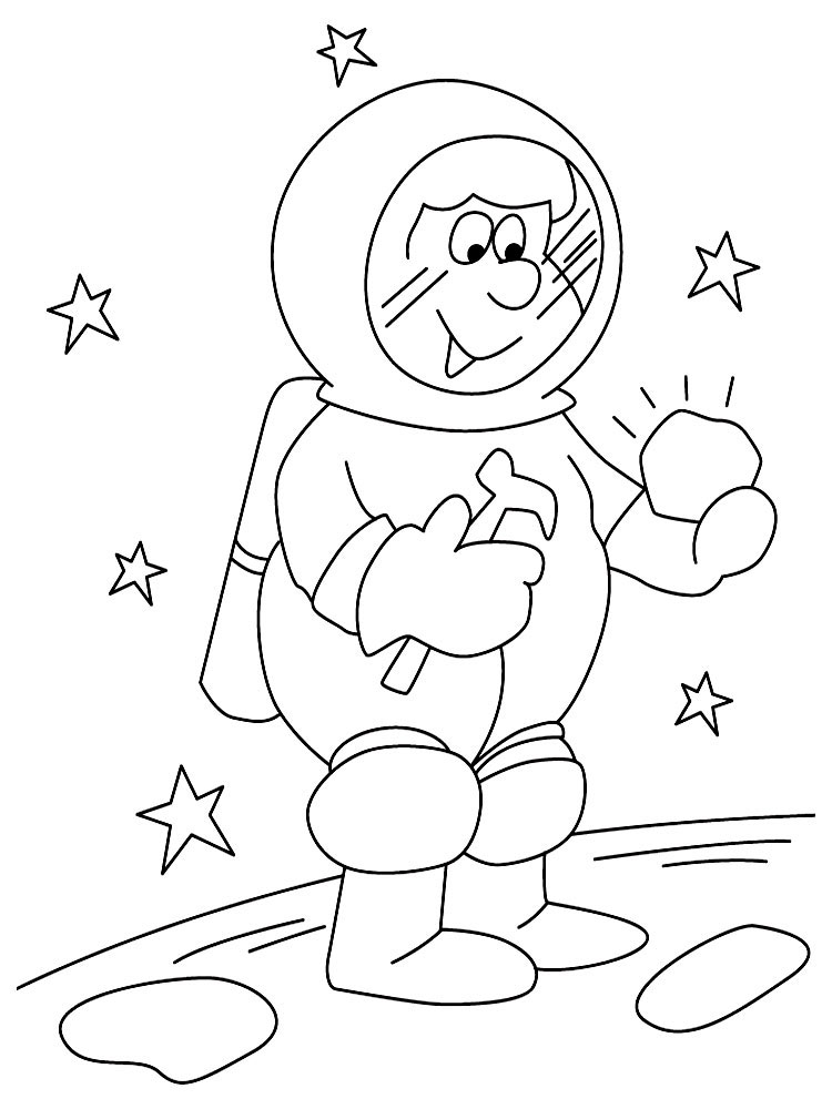 раскраска на день космонавтики для детей в саду распечатать 10