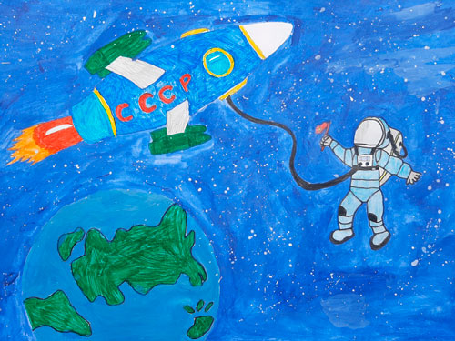 рисунок на тему день космонавтики 6